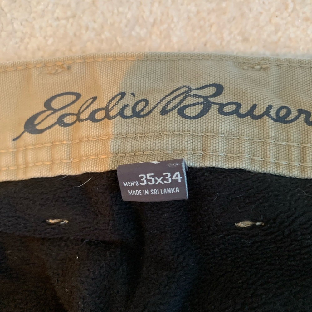 Eddie Bauer fleece lined cargo pants. EUC. Size 35/34. Khaki. - Picture 4 of 5